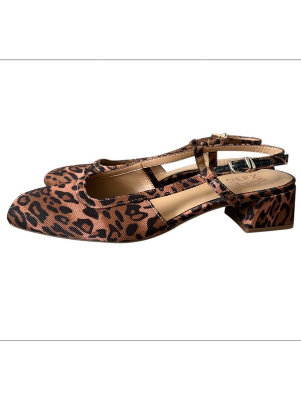 Naturalizer Harper Leopard Print Slingback Pumps Square Toe Block Heel - Picture 2 of 10